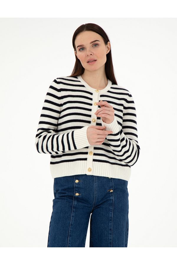 Pierre Cardin-Ecru Crop Top Knitwear Cardigan 50290550 -Vr019 1