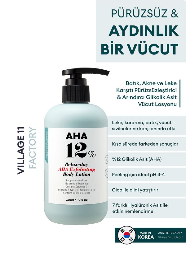 Village 11 Factory-Relax Day Aha - Purifying Glycolic Acid Body Peeling Lotion Against Ingrown Spots and Blackening 1