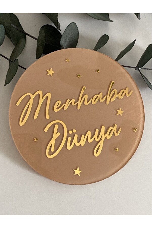 SONMEZSTORE Anı Diski,1 Adet Yıldızlı Merhaba Dünya Anı Diski,Hediyelik,Hatıralık,Anne Bebek Fotoğraf