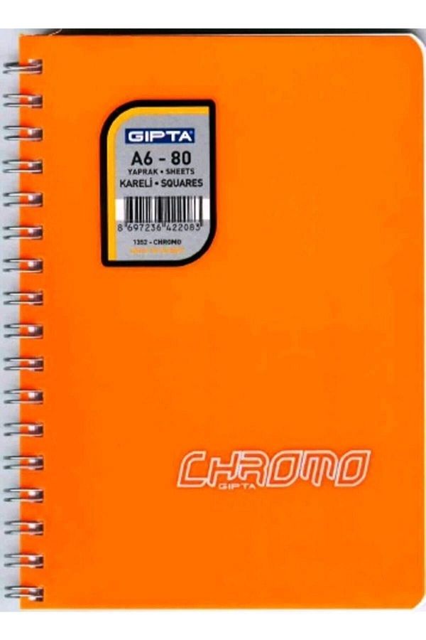Gıpta-80 ورقة مقاس A6 - دفتر ملاحظات ذو غطاء بلاستيكي حلزوني كروموفوس 1352 1