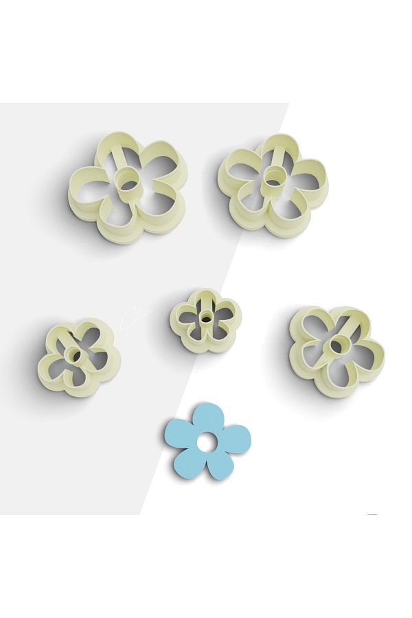 brocutters-Organic Flower Shaped - Polymer Clay Cut Earrings and Jewelry Mold, Cookie - No:1055 1