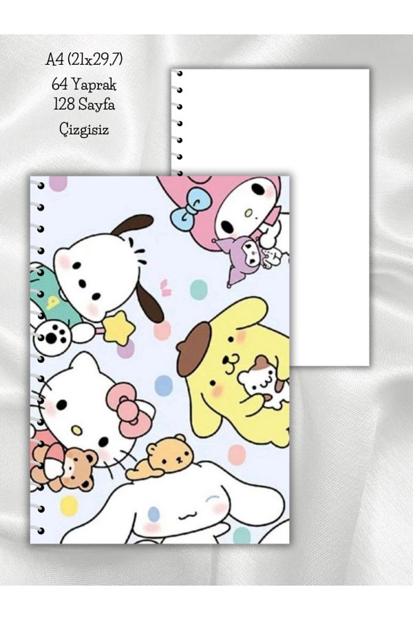 daily notebook-Hello Kitty Unlined School Notebook,64 Sheets A4 (21X29,7 cm) Size 1