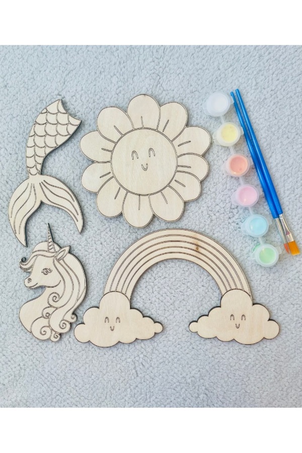 WoodStory Çocuklar İçin Kendin Yap Eğitici Ahşap Boyama Seti Montessori