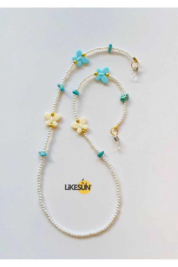 LiKESUN-Natural Stone Turquoise Children's Glasses Strap Eyeglasses Lanyard Glasses Chain 1
