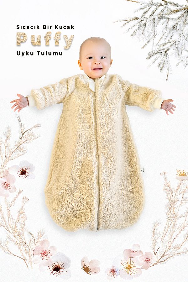 Stork-Puffy Plush Baby Sleeping Bag |   Soft and Comfortable Swaddle 1
