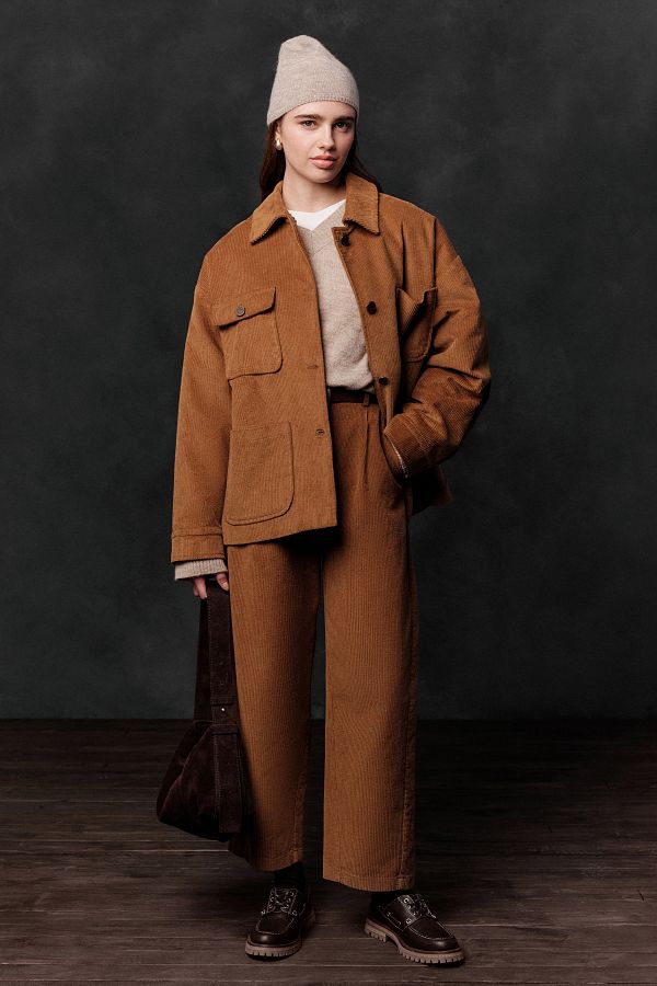 Manuka-Ziegelfarbene Cord-Oversize-Jacke 1