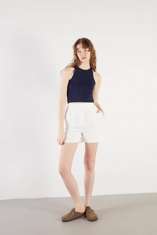 Addax-High Waist Velcro Closure Shorts Ş3272-U7 1