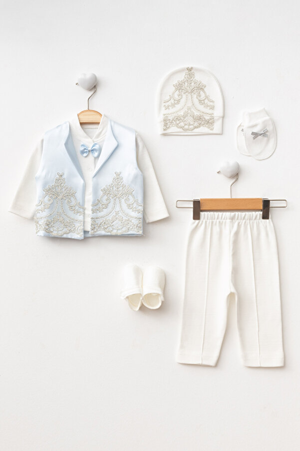 biyan collection Erkek Bebek 6 Parça Lüks Mevlüt Takımı Sünnetlik Mevlütlük Kıyafet Bebek Hediyelik