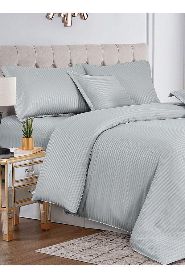 Generic-Hotel Stripe soft Comforter Set, Single Size (160X210 CM) 4 Pieces, Horizontal Striped Pattern 1