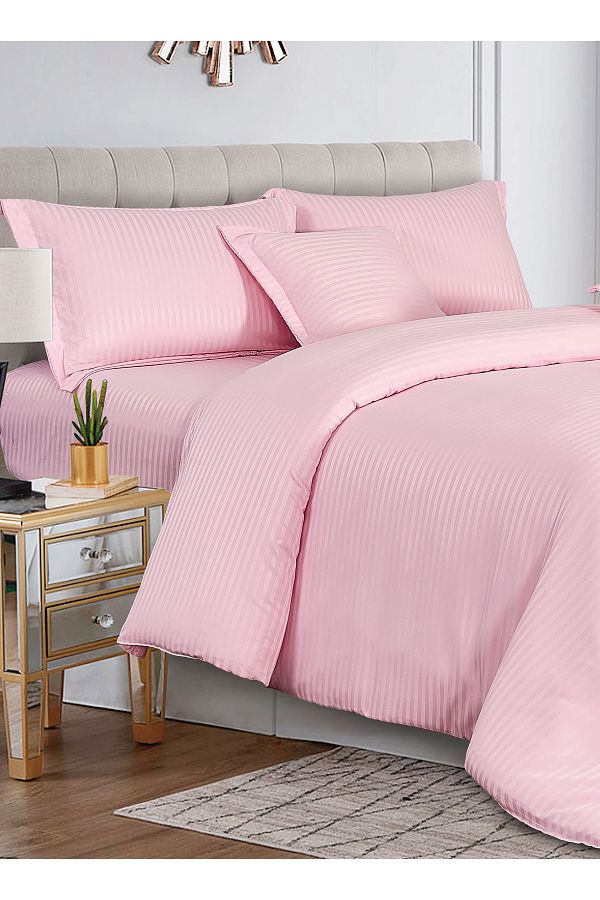Generic-Hotel Stripe soft Comforter Set, Single Size (160X210 CM) 4 Pieces, Horizontal Striped Pattern 1