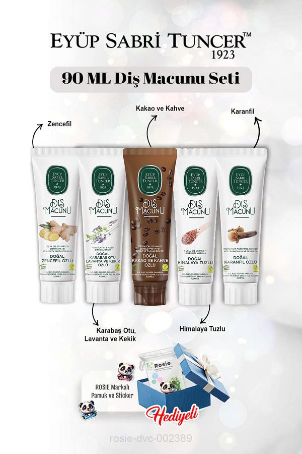 Eyüp Sabri Tuncer-90 ml Toothpaste Set - Cocoa, Ginger, Clove, Himalayan, Lavender and Rosie 1