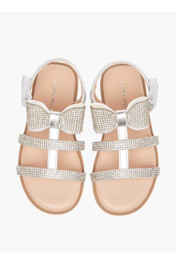 Flora Bella by Shoexpress-Flora Bella Embellished Sandals with Hook and Loop Closure 1