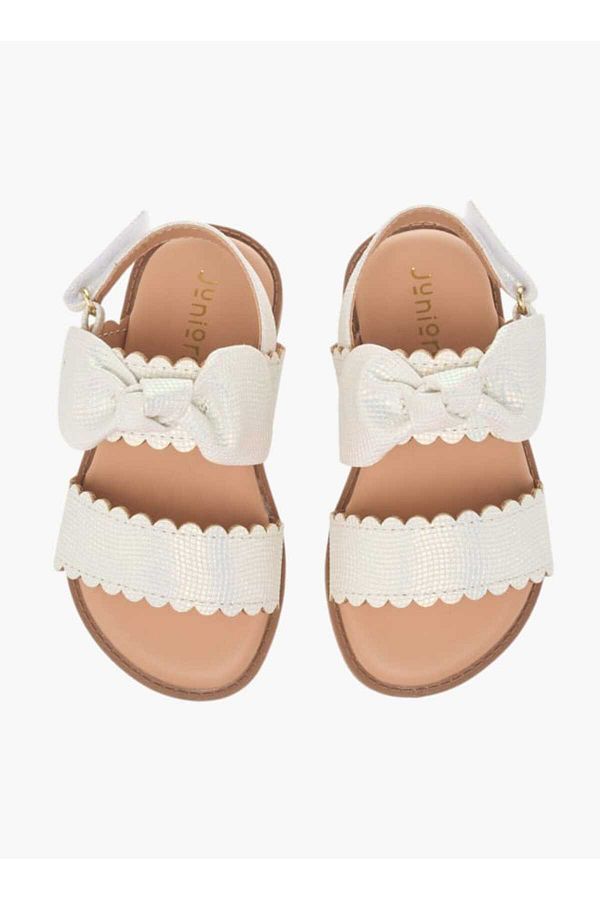 Juniors-Bow Applique Sandals with Hook and Loop Closure 1