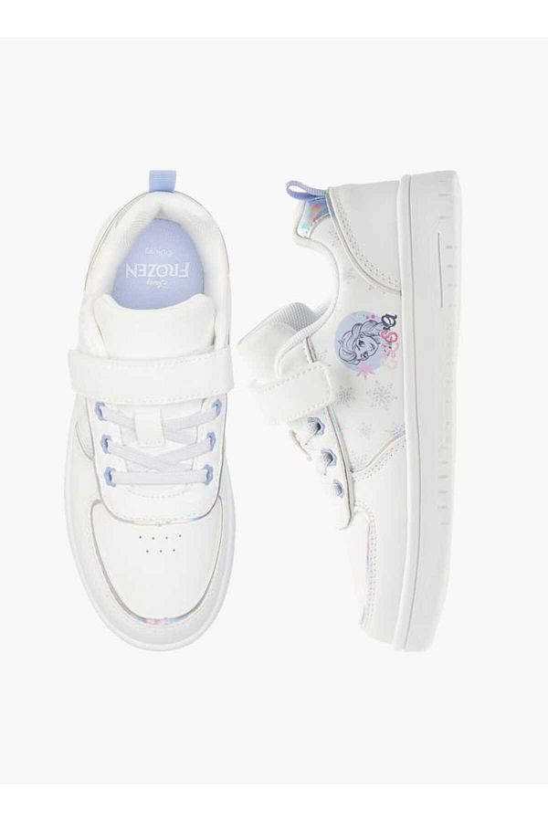 Disney-Elsa Print Sneakers with Hook and Loop Closure 1