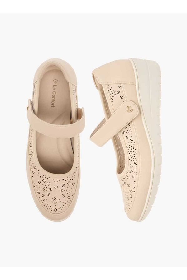 Le Confort-Laser Cut Ballerina Shoes with Hook and Loop Closure 1