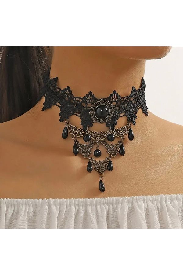 PİRAMİGO-Gorik Black Lace Infinity Necklace 1