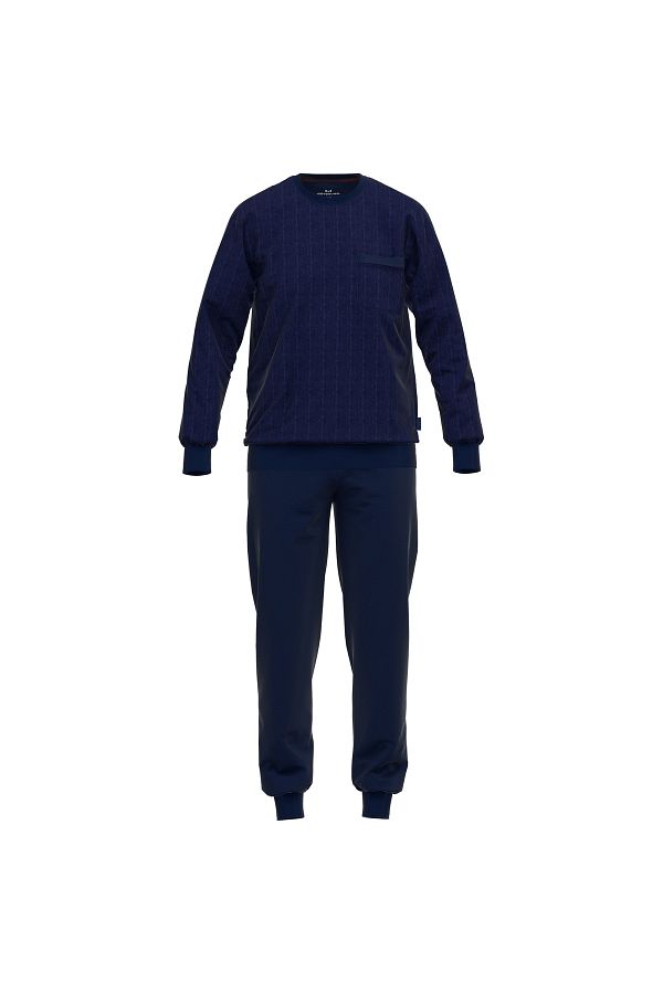 Götzburg-GÖTZBURG Herren Schlafanzug - lang, Bündchen, Pyjama, Baumwolle, Muster 1