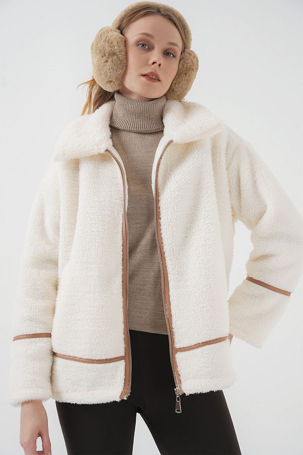 Bigdart-5173 Model Lined Camel Plush Jacket 1