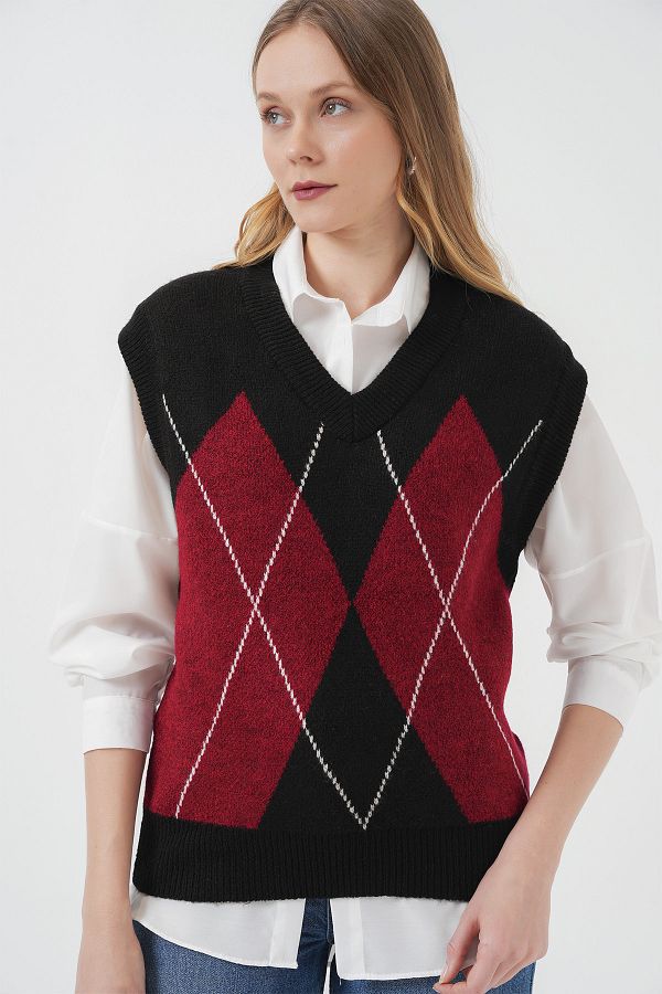 Bigdart-15914 Strickpullover mit V-Ausschnitt – D. Schwarz 1