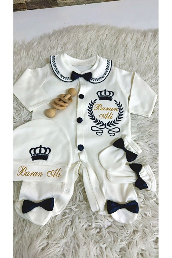 BEYCEY TASARIM Hastane Çıkış Seti Nakisli Tulum Set Isimli Kişiye Özel Tasarım