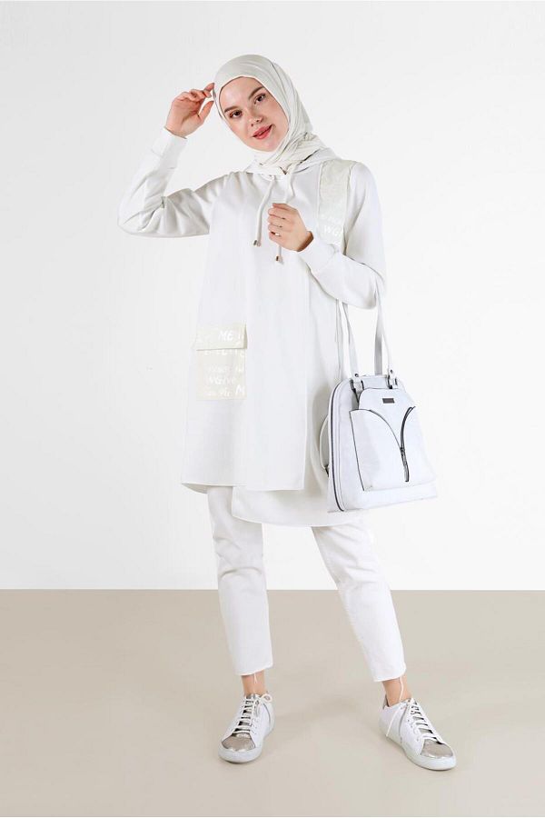 Alvina-Writing Printed Hooded Tunic 42276 1