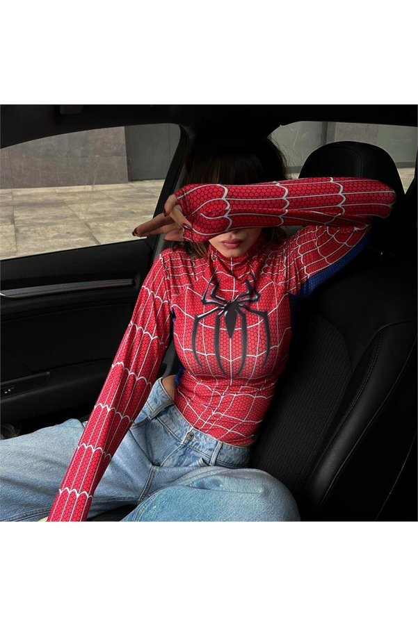 Köstebek Red Spider Snap Fastener Long Sleeve Bodysuit