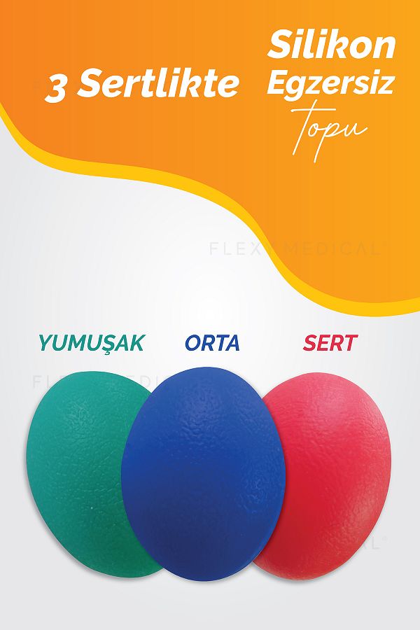 Flexy Medical-3 Hardness Silicone Exercise Ball - Hand Wrist & Finger Strengthening, Stress Physical Therapy 1