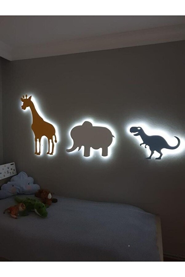 Genel Markalar Zürafa Fil Dinozor Gece Lambası Çocuk Odası Bebek Odası Dekoratif Led Aydınlatma 40 Cm 30 Cm