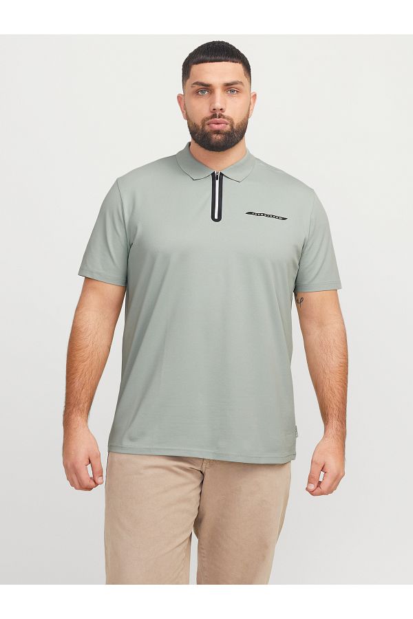 Jack & Jones-Men's Gray Large Size Tshirt - Jack Jones Jcofusion Pique Ss Pls 12278562 -05 1
