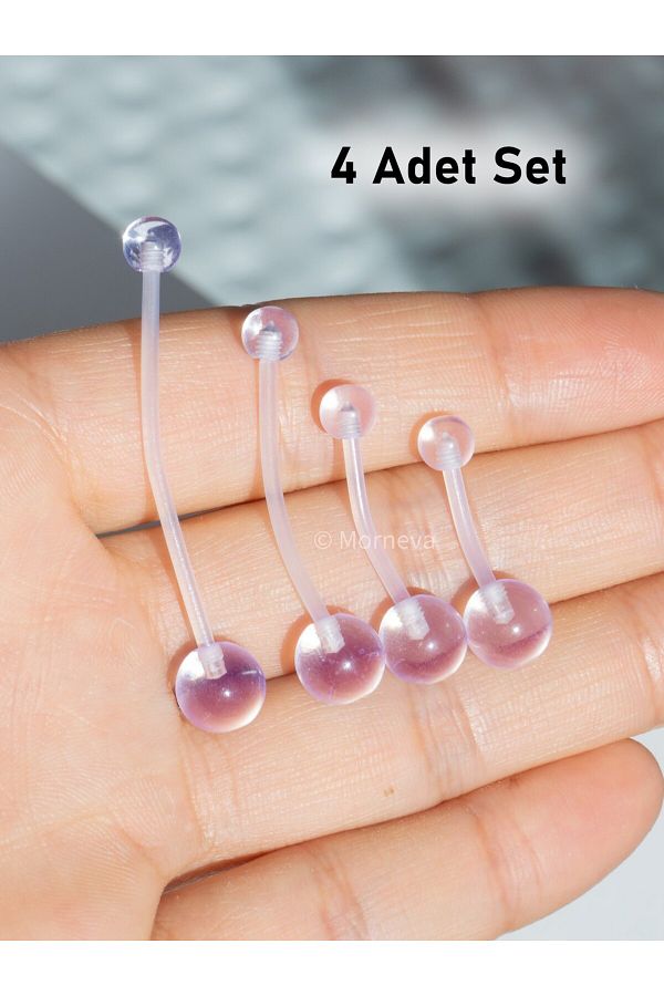 MORNEVA-Flexible and Invisible Transparent Bioplast Maternity Piercing - Set of 4 1