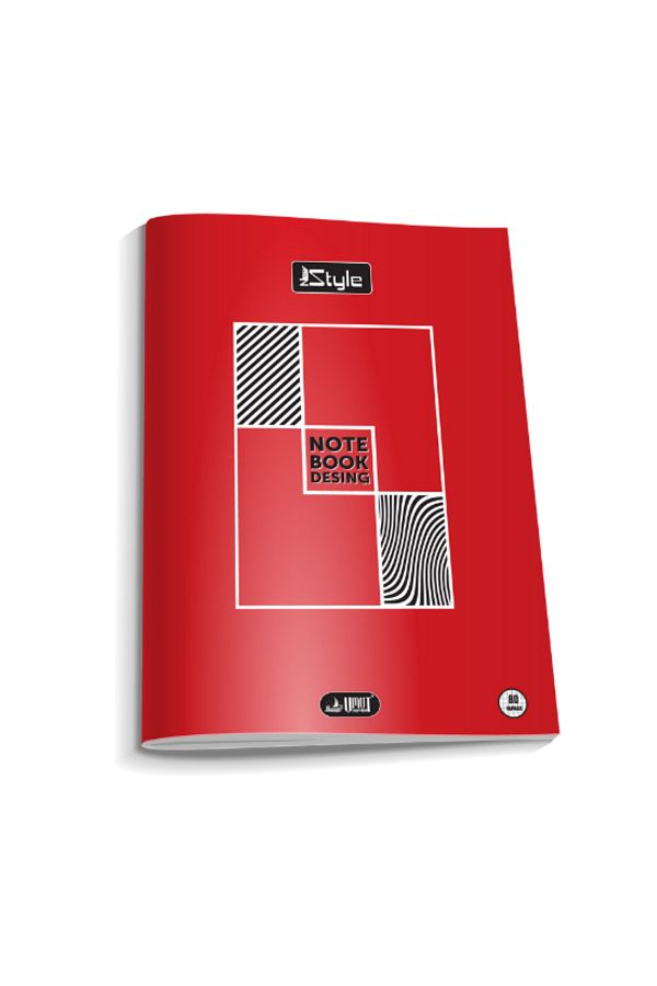 Glanart-A4 Size 60 Sheets Checked Red Lined Notebook with Plastic Cover - 1 Piece Newstyle 1