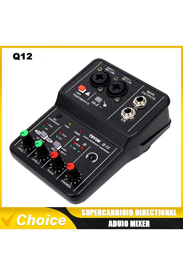 Choice-Q12 Teyun Q12 2 Channels Professional Portable Audio Interface Sound Card Console Mini Usb Mixer For 1