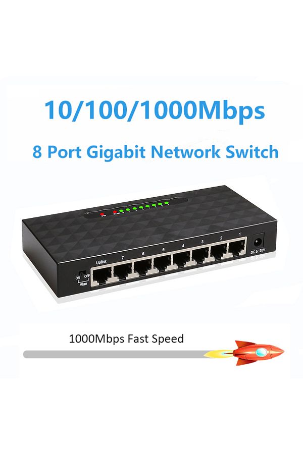 Choice-Eu 8 Port 1000mbps 5 8 Port 1000mbps Gigabit Network Switch Ethernet Smart Switcher High Performance 1