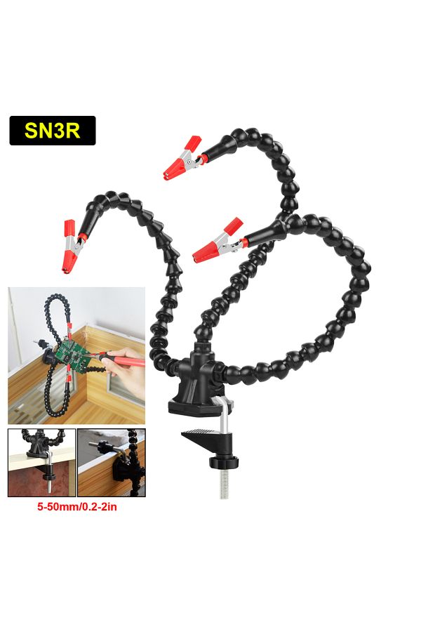 Toolour-USB DC 5V SN3R Soldering Helping Hands Third Hand Tool with 3X Magnifier LED Flashlight USB 1