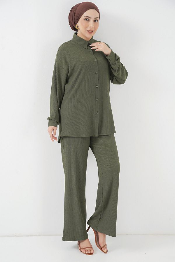 Bigdart-T5858 Modell gestrickt Hijab 2er-Set - Farbe Khaki 1