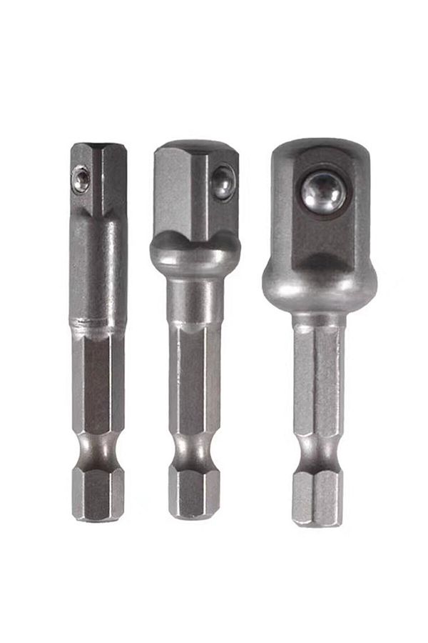 XMSJ-Grey 3pcs Impact Socket Adapter 1/4 3/8 1/2 Inch Nut Driver Sockets Hex Shank Extension For Screwdri 1