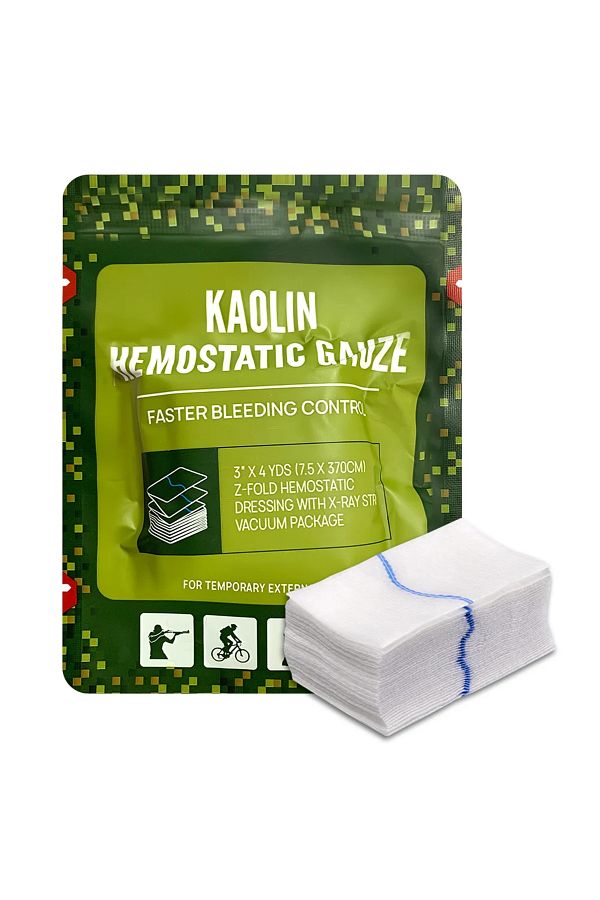 Choice-7.5x 370cm Hemostatic Kaolin Gauze Combat Emergency Trauma Z-fold Soluble For Ifak Tactical First Ai 1