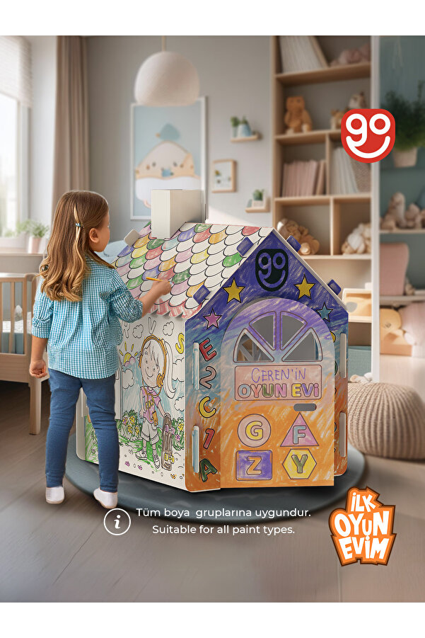 Go Toys İlk Oyun Evim XXL Boy Dayanıklı Karton Boyama Aktivite Evi Boyama Evi Shopist