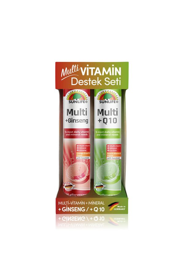 Sunlife-Multivitamin Support Set - Multi +Ginseng & Multi +Q10 (20+20 Tablets) 1