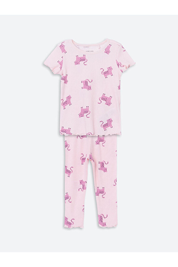 LC Waikiki GiyÇık Store den Pembe Bisiklet Yaka Baskılı Kız Bebek Pijama Takım