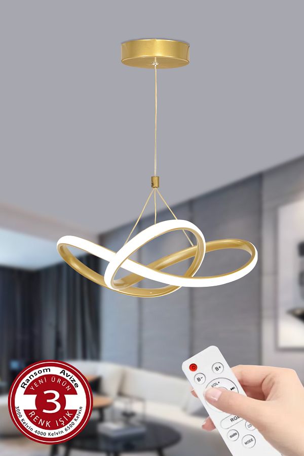 RANSOM-3 Color Gold Remote Controlled Dimmer 4 Mode Modern Pendant Lamp Led Chandelier 1