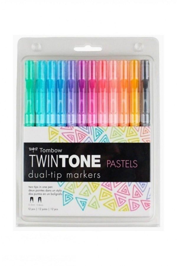 Tombow-قلم تحديد مزدوج الجوانب مكون من 12 قطعة من Twintone - ألوان باستيل 1