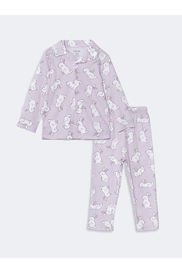 LC Waikiki LCW baby Lila Gömlek Yaka Kız Bebek Pijama Takımı