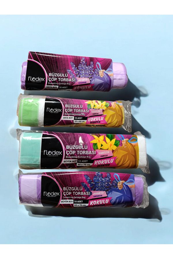 FLODEX-Drawstring Garbage Bag: Lavender Scented-Vanilla Scented- Medium and Large 1