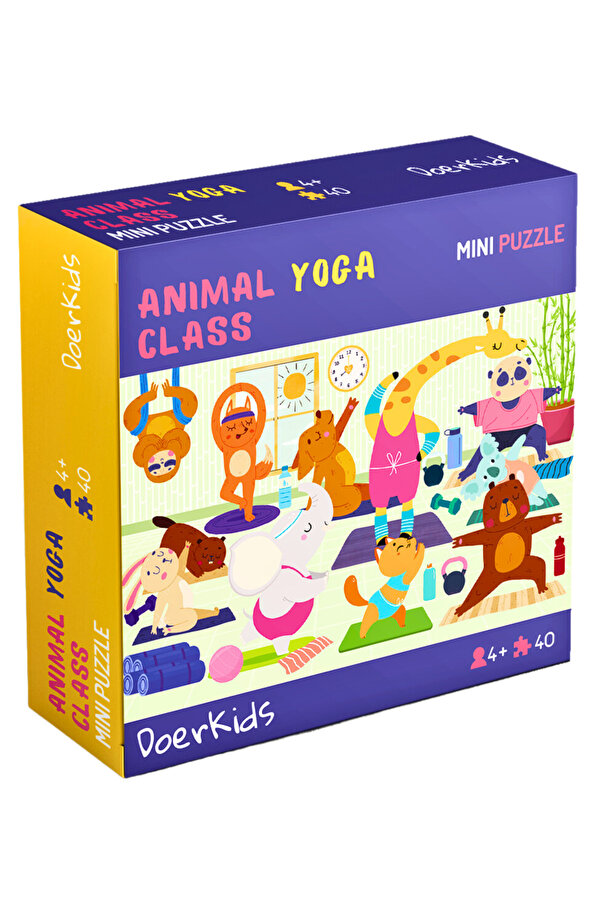 DoerKids Hayvanlar Yoga Sınıfı Eğlenceli Mini Puzzle  | 3-7 Yaş - 40 Parça