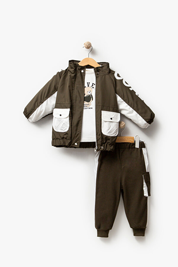 Jikko Baby Erkek Bebek Yağmurluklu 3'lü takım 9065