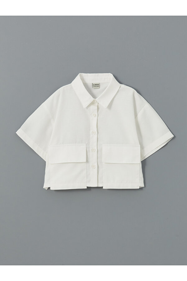 LC Waikiki Basic Kısa Kollu Kız Çocuk Crop Gömlek
