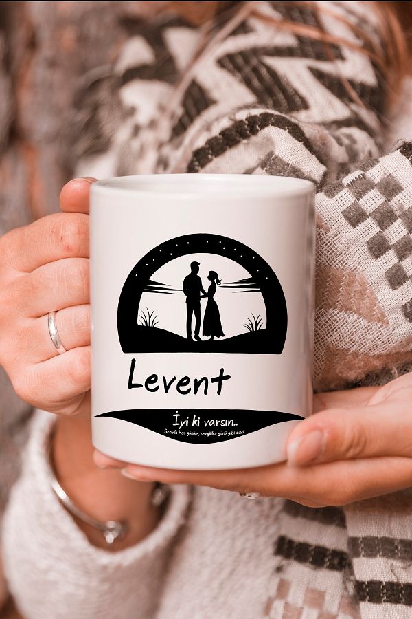 Sionar-Minimal and Romantic Mug with Levent Name - Zkl-Levent 1