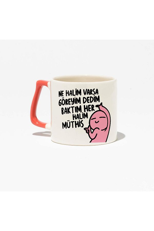 GünayStore-Every Person Is Awesome - Text Printed Lux Mug with Bactic and Red Handles 1