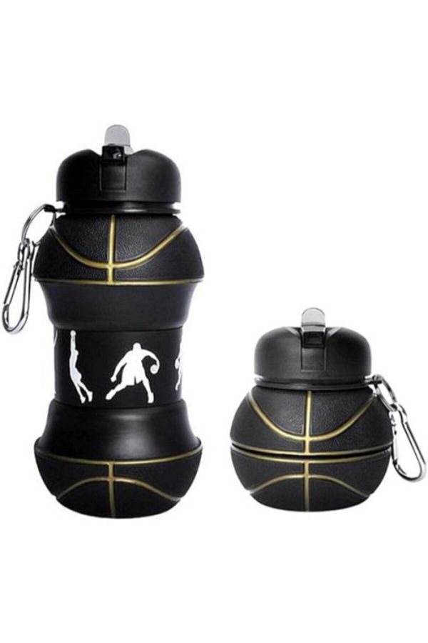 Mi-ÇA HOME-Accordion Water Bottle Flask with Leak Proof Compact Design Short and Extendable Basketball Ball Design 1